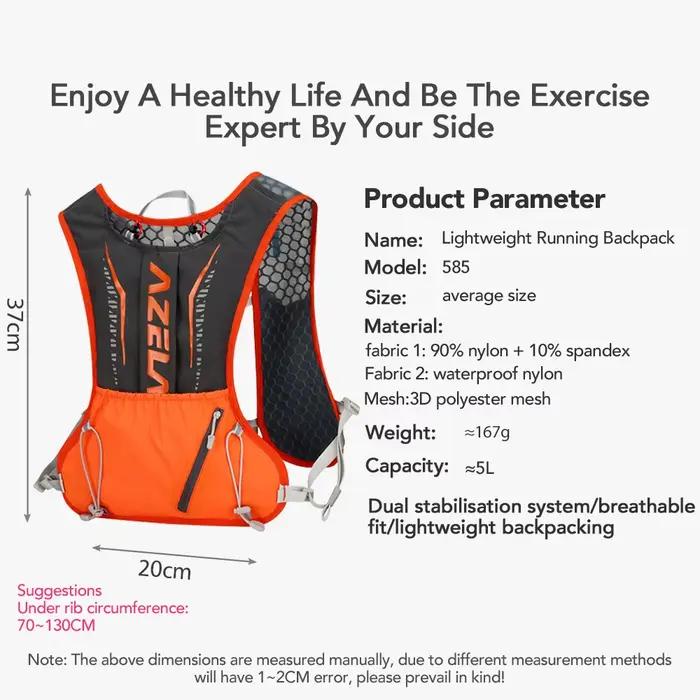 Gilet d'hydratation sac à dos de course léger