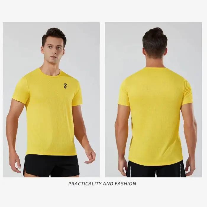 T-shirt de course pour hommes polyester séchage rapide sportif multi-sports été fitness course à pied occasionnels