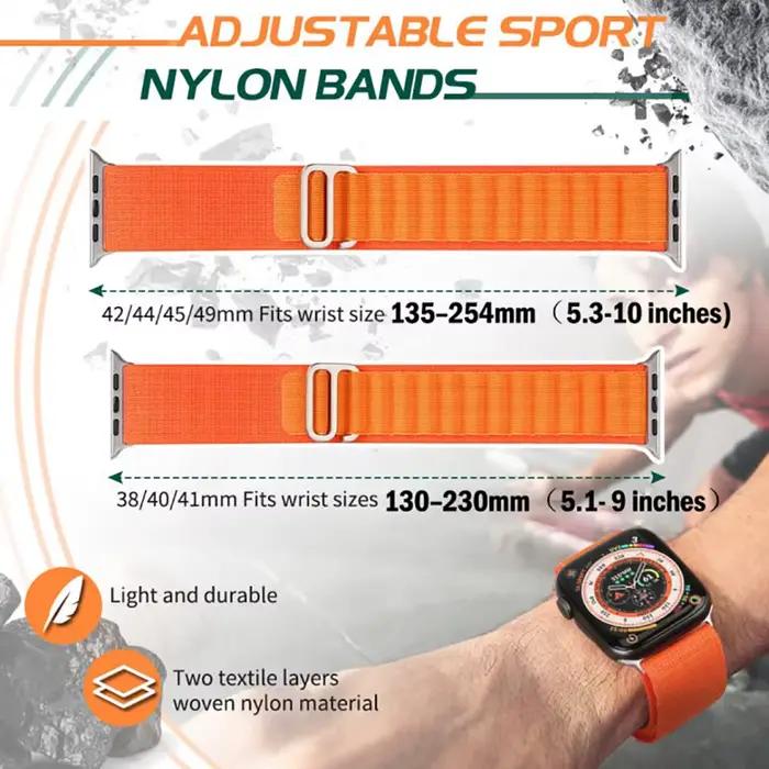 Bracelet à boucle alpine en nylon pour Apple Watch Series 1 à 10, Ultra 2 et 3, disponible en plusieurs couleurs pour personnaliser votre montre et augmenter sa durabilité et son confort