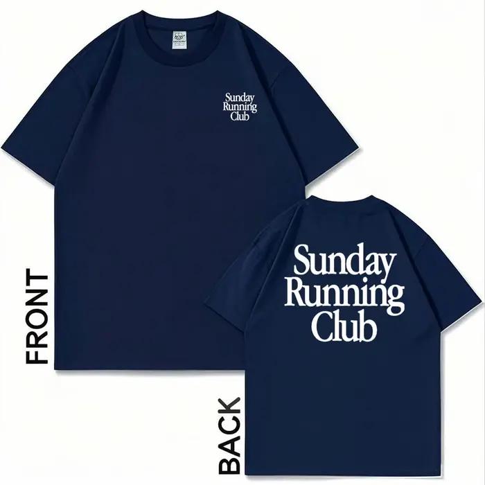 Sunday Running Club T-Shirt imprimé sport haut décontracté pour le Jogging quotidien hommes femmes col rond coton