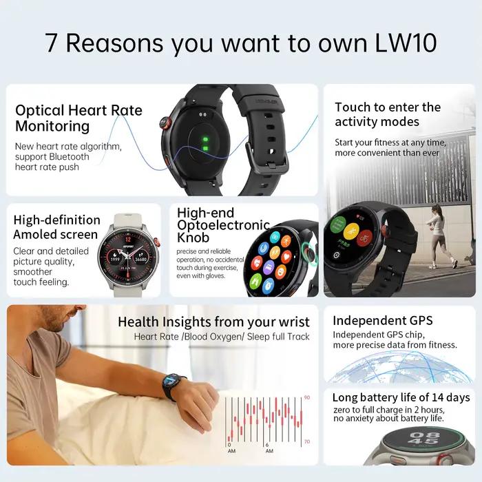 Montre intelligente iGPSPORT LW10 avec écran AMOLED 1.43 pouces
