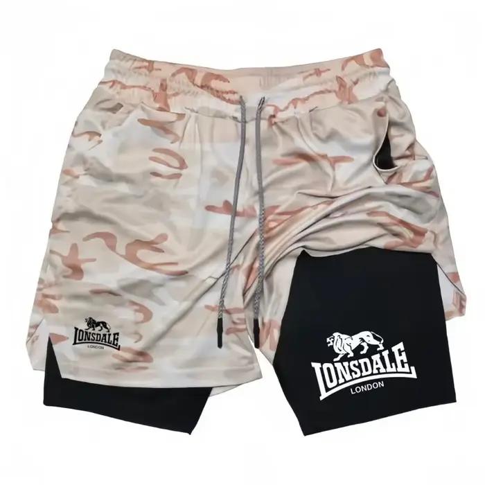 Short de course imprimé 2 en 1 pour hommes