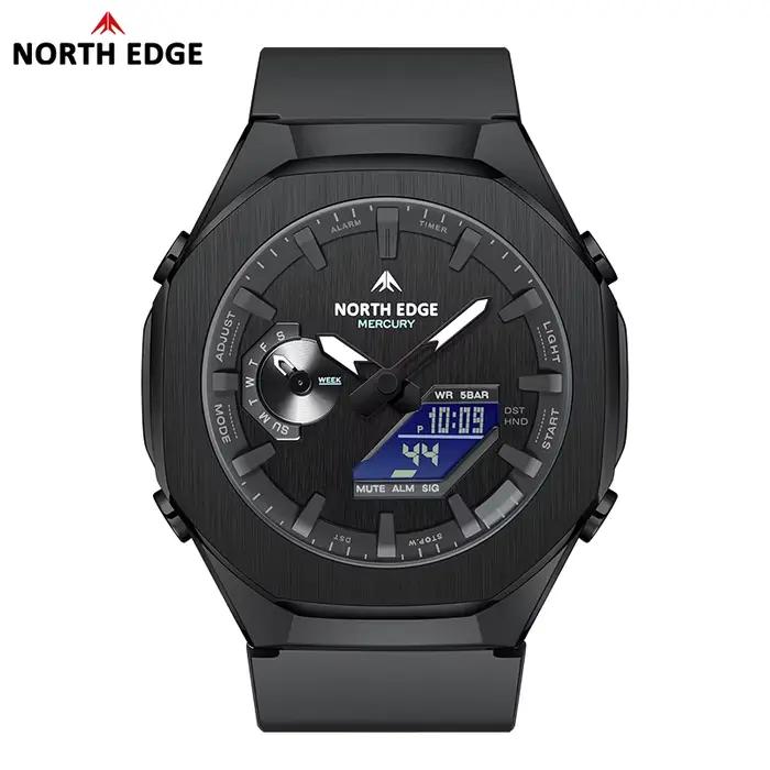 NORTH EDGE MERCURY Montre numérique militaire pour homme, chronomètre, étanche 50M, montres de sport, heure mondiale, montre-bracelet LED, Reloj Hombre