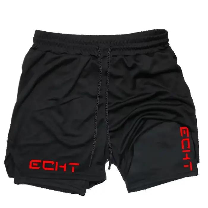 Shorts de course pour hommes, fitness, gym, entraînement, 2-en-1, sport, séchage rapide, jogging, mode, double compartiment, poche pour téléphone, boucle pour serviette
