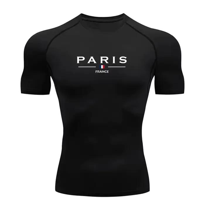 T-shirt de sport homme court polyester élasthanne respirant séchage rapide pour course et activités sportives
