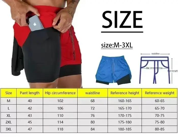 Shorts de course pour hommes 2 en 1