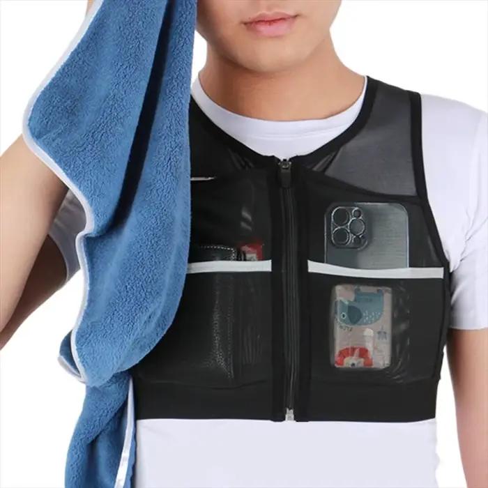 Veste de course réfléchissante et respirante en coton pour homme et femme, sacs de gilet de marathon, sac de rangement de course, pour running, jogging et marathons