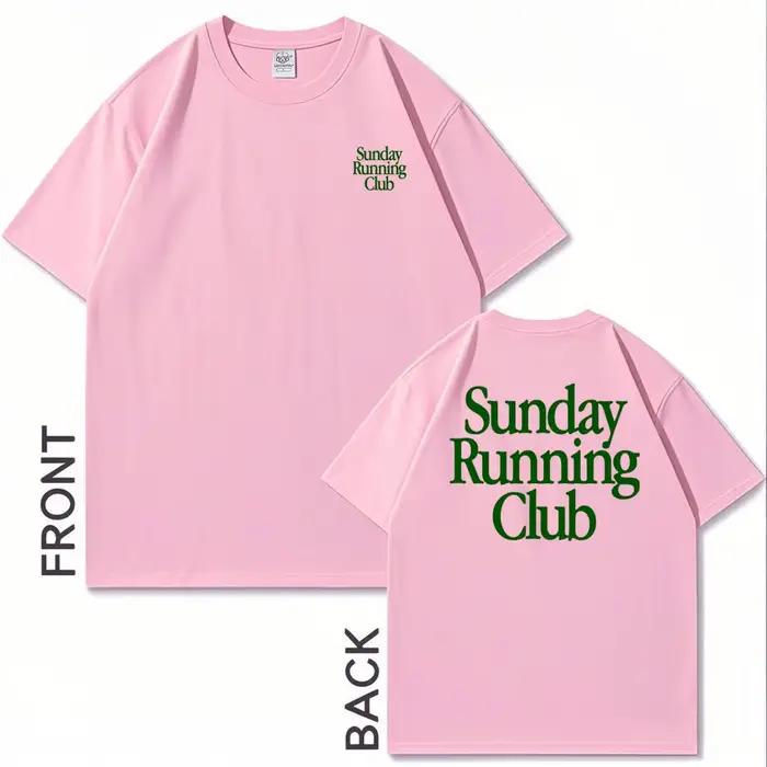 Sunday Running Club T-Shirt imprimé sport haut décontracté pour le Jogging quotidien hommes femmes col rond coton