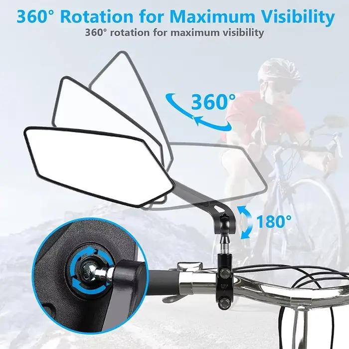 Rétroviseur de vélo réflecteur réglable rotatif guidon miroir clair