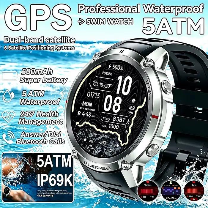 Montre de sport GPS d'extérieur équipée de 6 systèmes de positionnement par satellite, écran AMOLED 1,43 pouces, étanche 5 ATM, 170+ modes sportifs, montre connectée