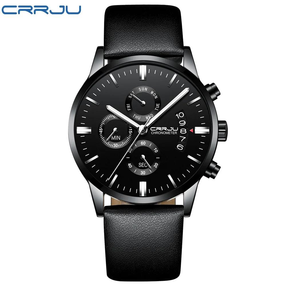 CRRJU Nouvelle montre-bracelet sport étanche pour homme avec bracelet milanais, chronographe militai