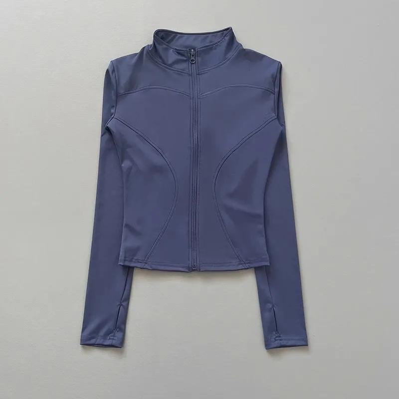 Veste d'entraînement pour femmes, extensible, ajustée, fermeture éclair sur le devant, manches longu