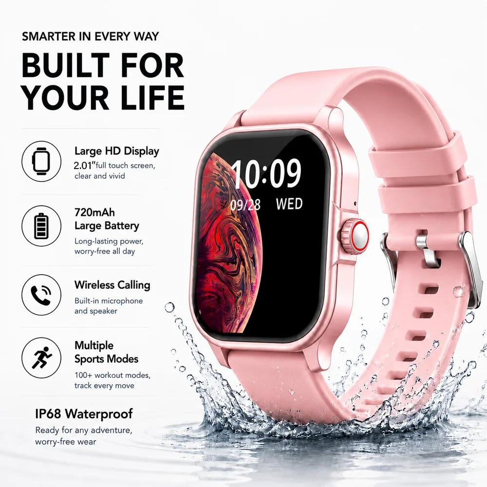 Nouvelle montre connectée 2026, 60 jours d'autonomie, appels Bluetooth, fréquence cardiaque, étanche