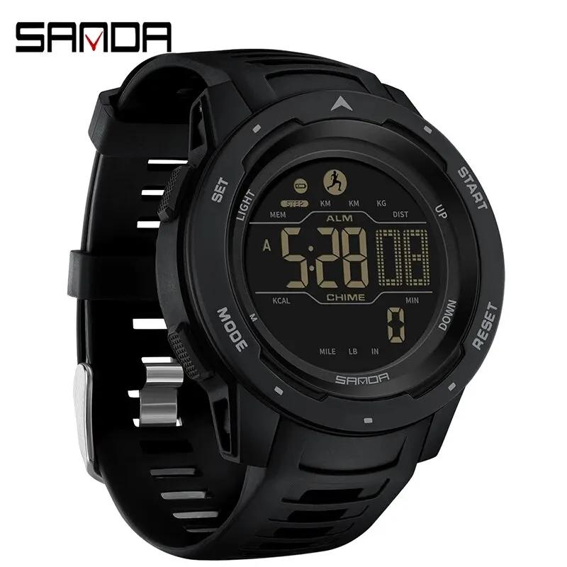 SANDA marque hommes montres sport podomètre Calories 50 M LED étanche montre numérique montre-bracel