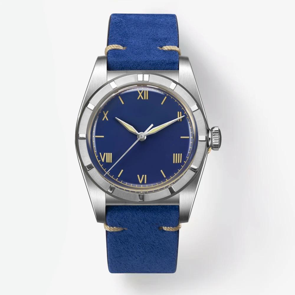 Hestur montre pour hommes pour mouvement mécanique automatique PT5000/SW200 cristal bulle dos 36mm C