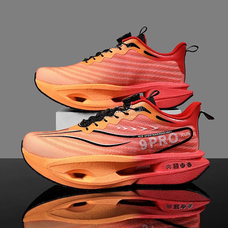 Chaussures de course Marathon spécialisées pour hommes, avec plaque en carbone, respirantes, légères