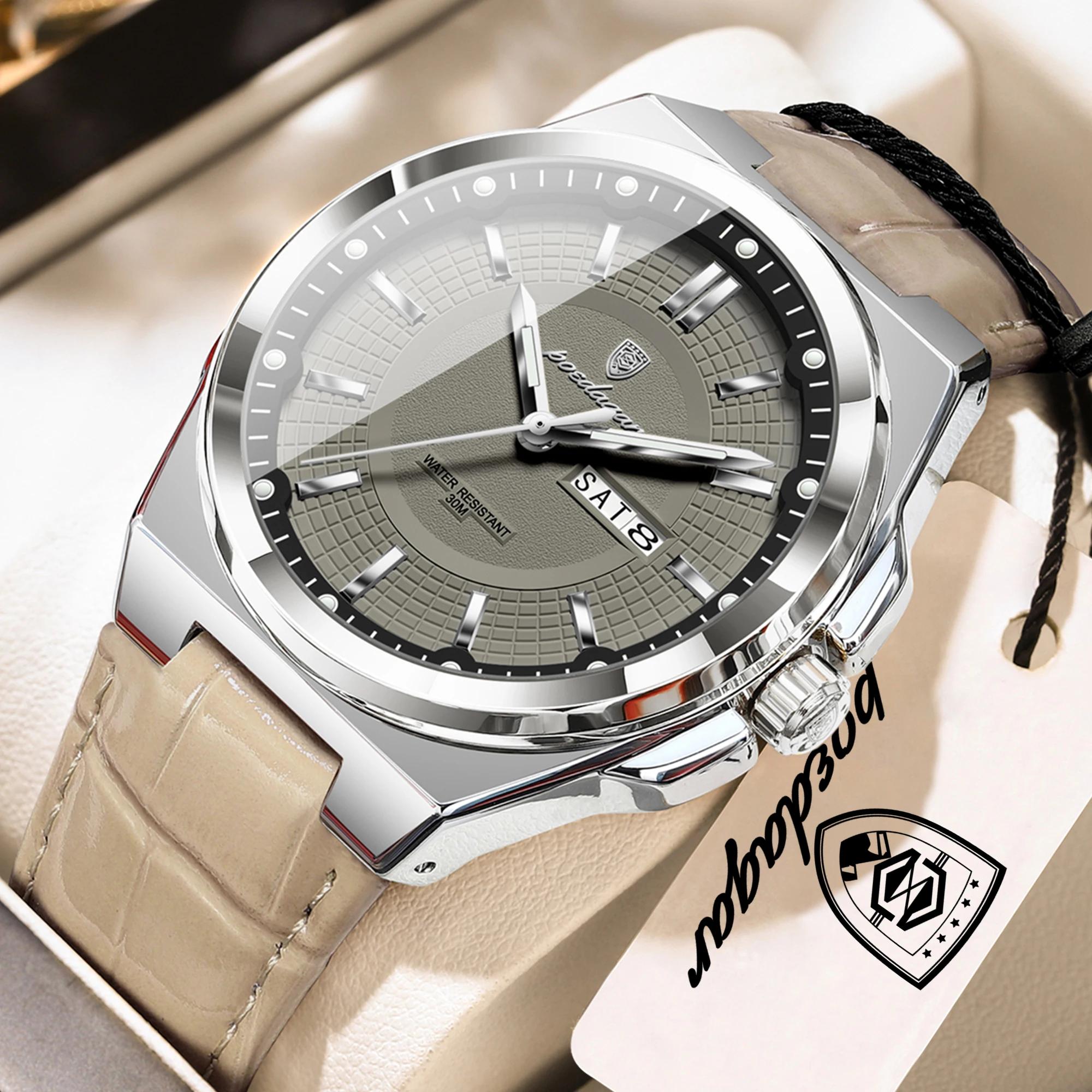 Montre homme POEDAGAR de haute qualité, étanche, lumineuse, avec date et jour, quartz, bracelet en c