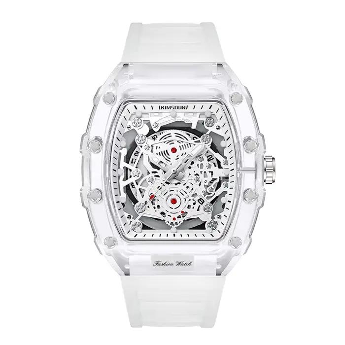 UTHAI BK134 montre à la mode pour hommes en forme de baril montre à quartz étanche transparente horl