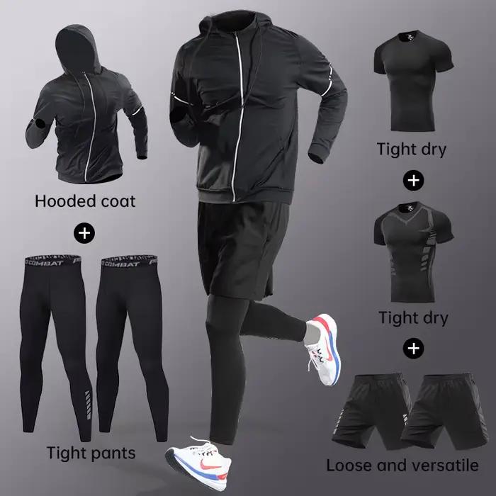 Ensemble de vêtements de fitness à séchage rapide pour hommes, vêtements de course sportifs, entraîn