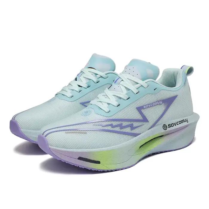 Chaussures de course avec plaque en carbone, spéciales marathon, respirantes, légères, confortables,