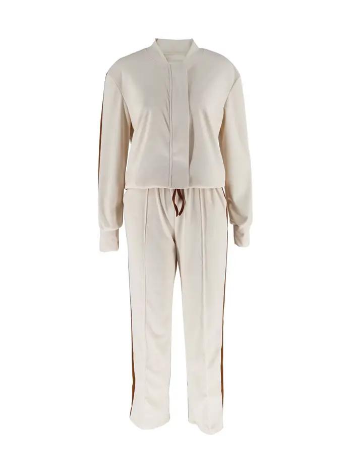 Ensemble de vêtements de sport décontractés 2 pièces - Veste zippée pour femme et pantalon à cordon