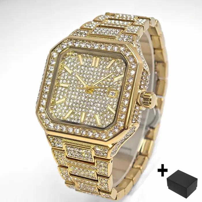2025 nouvelle montre glacée noire pour hommes marque UNIGUET mode montre à Quartz étanche homme Hip