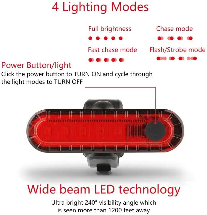 Feu arrière de vélo ultra lumineux rechargeable par USB, facile à installer pour la sécurité du cycl