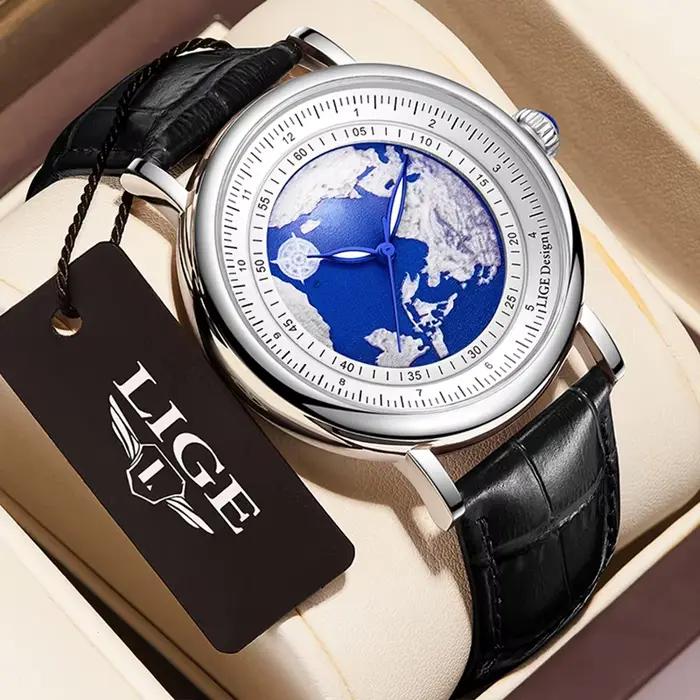 LIGETop-Montre-bracelet à quartz en cuir pour homme, marque de luxe, étanche, Shoous, unique, nouvea