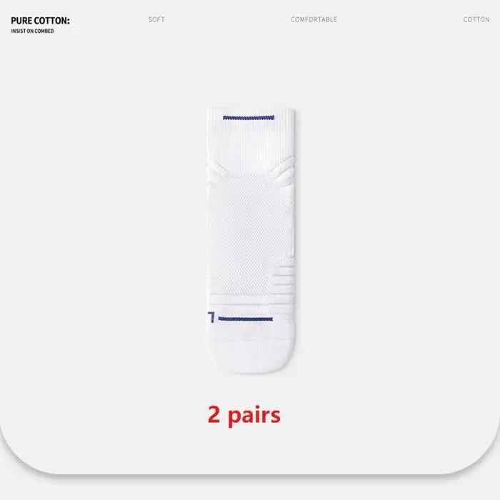 2 paires - Chaussettes de course athlétiques pour hommes, mi-mollet, semelle épaisse en tissu éponge