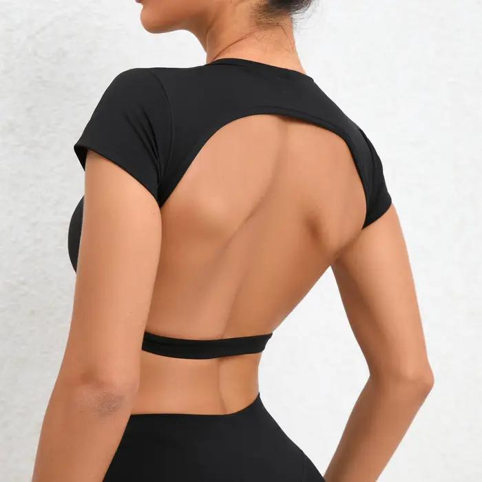 T-Shirt de sport dos musculaire sans rembourré pour femmes, chemises de sport dos nu, entraînement,