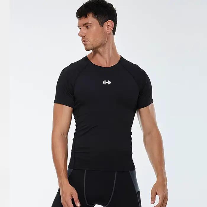 T-shirt de Compression pour hommes, vêtements de Sport d'été, T-shirt de course, élastique, séchage