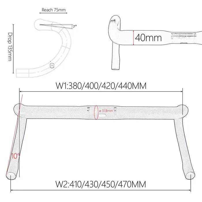 Kocevlo SL-Guidon de vélo de route en carbone ultra léger 150g, système de câblage interne compatibl