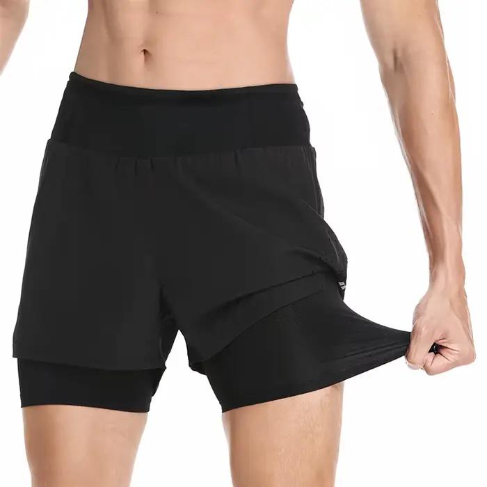 ARSUXEO Short de course pour homme 2 en 1, taille haute, pour entraînement, gym, fitness, jogging, s