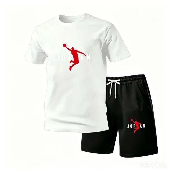 Ensemble t-shirt et short de course à séchage rapide pour homme, col rond et tissu élastique. Tenue