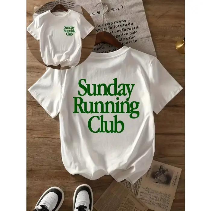 Sunday Running Club T-Shirt d'été imprimé pur coton T-Shirt respirant haut sportif et décontracté Jo