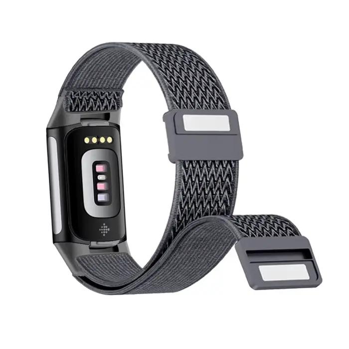 Bracelet magnétique en Nylon ondulé pour Fitbit Charge 6 bandes bracelet de montre élastique pour Fi