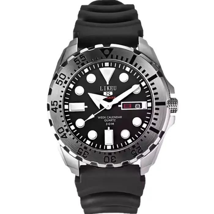 Montre de plongée classique à quartz – Lumineuse, étanche, double calendrier, bracelet en acier pour