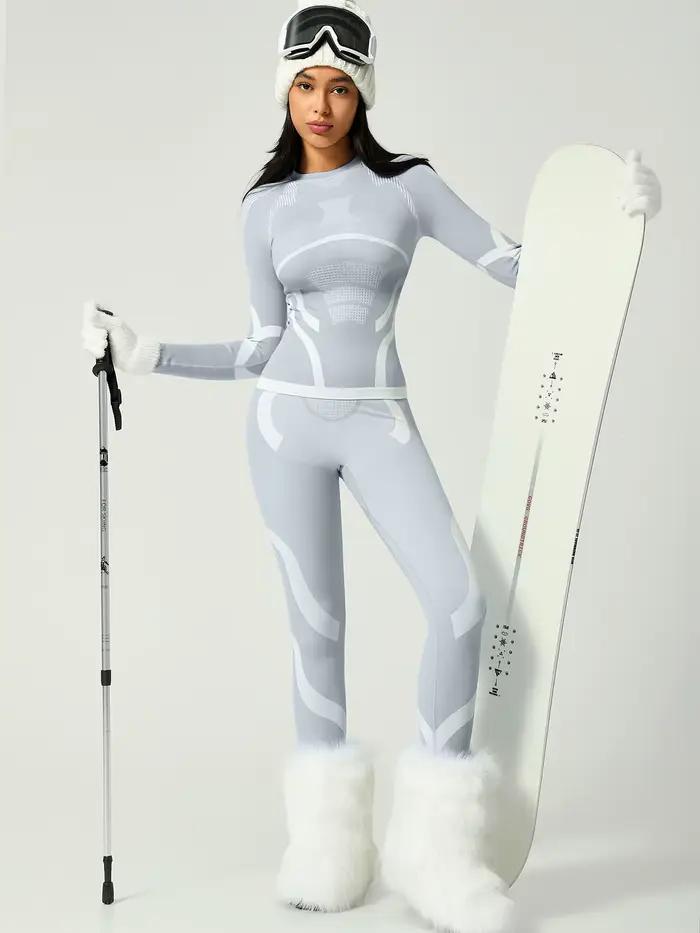 Ensemble de sous-vêtements thermiques de ski sans couture pour femme, tenue de base chaude d'hiver,