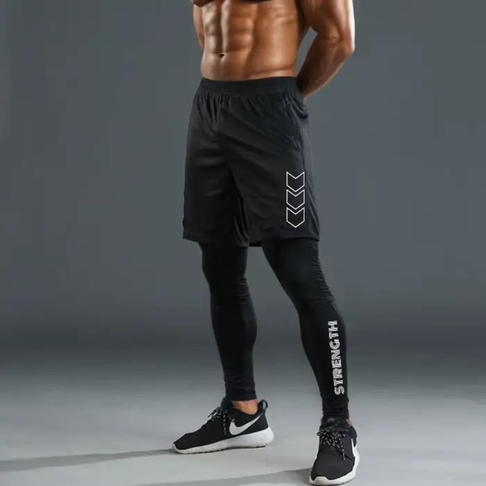 Pantalon de sport de compression 2 en 1 pour hommes, pantalon d'entraînement à séchage rapide, panta