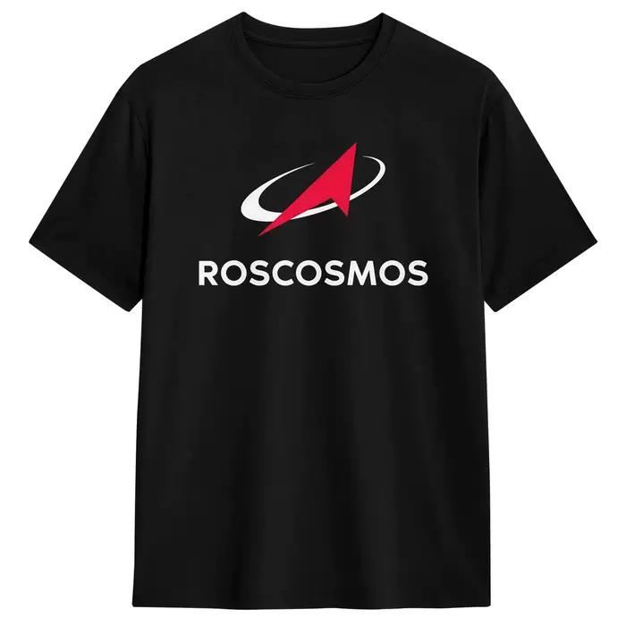 T-shirt à manches courtes et col ras du cou pour hommes, en pur coton, avec Logo Roscosmos 2026, vêt