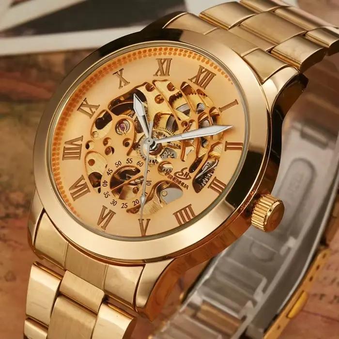 SHENHUA-Montres-bracelets mécaniques rétro pour hommes, acier inoxydable, modules automatiques, horl