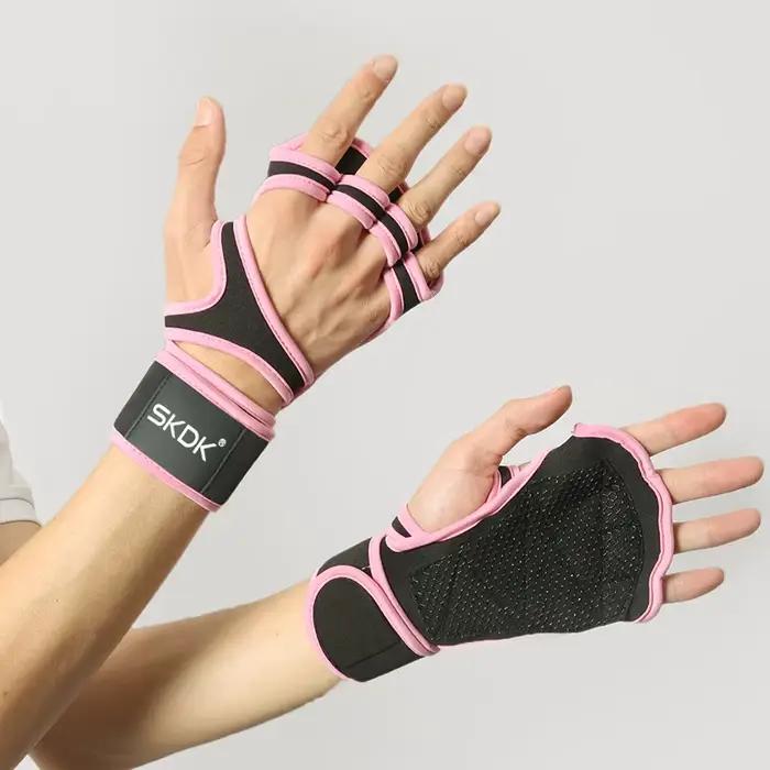 Gants d'Entraînement avec Enveloppes de Poignet pour Femme, Antidérapants, en Silicone, Protection d