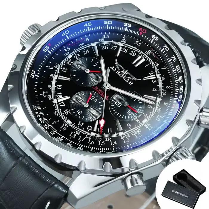 JARAGAR-Montre de sport mécanique automatique pour homme, montre-bracelet militaire, bracelet en aci