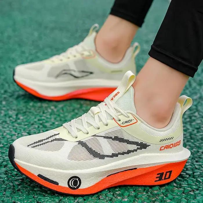 Chaussures de course avec plaque en carbone, spécialité marathon, respirantes, légères, confortables