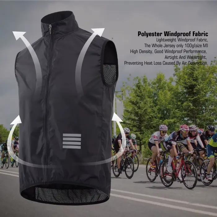 KEMALOCE-Gilet de cyclisme bleu marine pour homme, 2023 fibre, noir, léger, extérieur, coupe-vent, s