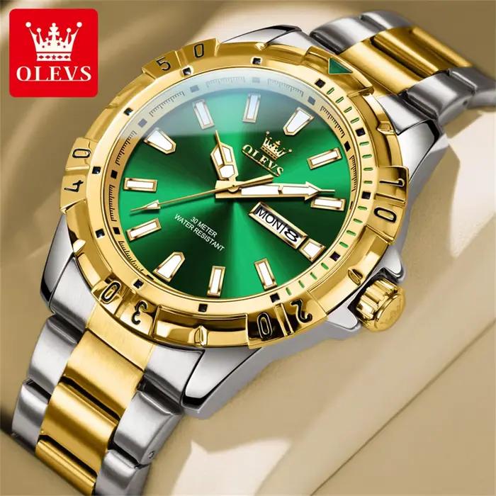 Montre-bracelet à quartz OLEVS 5560 de marque haut de gamme pour hommes, double calendrier, étanche,