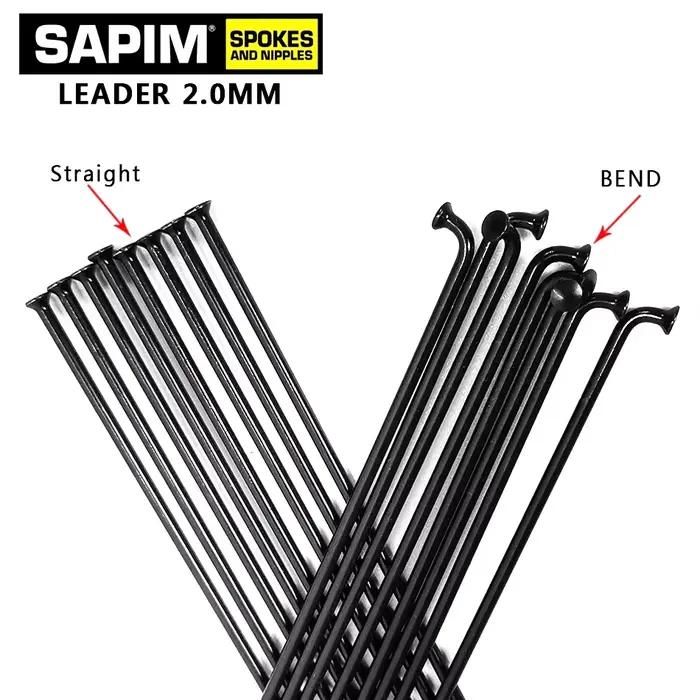 Rayons de vélo SAPIM 2.0 rayons ronds j-bend/à traction droite vélos noirs avec rayons à capuchon en