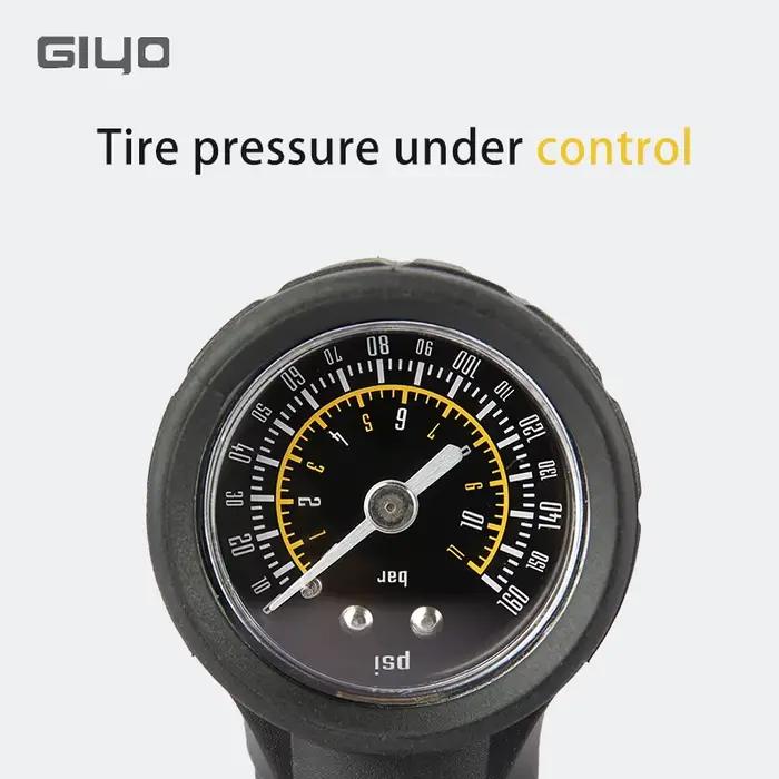 Manomètre de pression d'air pour pneus de vélo GIYO, valves Schrader/Presta, 160 PSI, baromètre prof