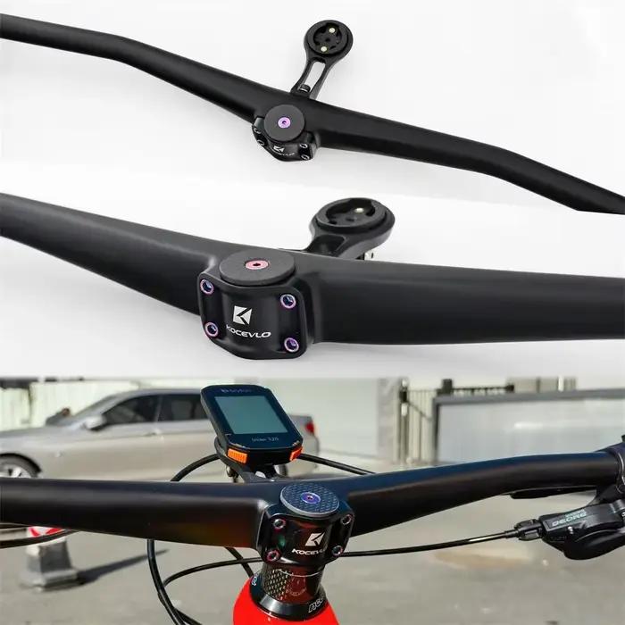 KOCEVLO Guidon intégré à vélo en fibre de carbone, MTB AM XC guidon à vélo de montagne avec support