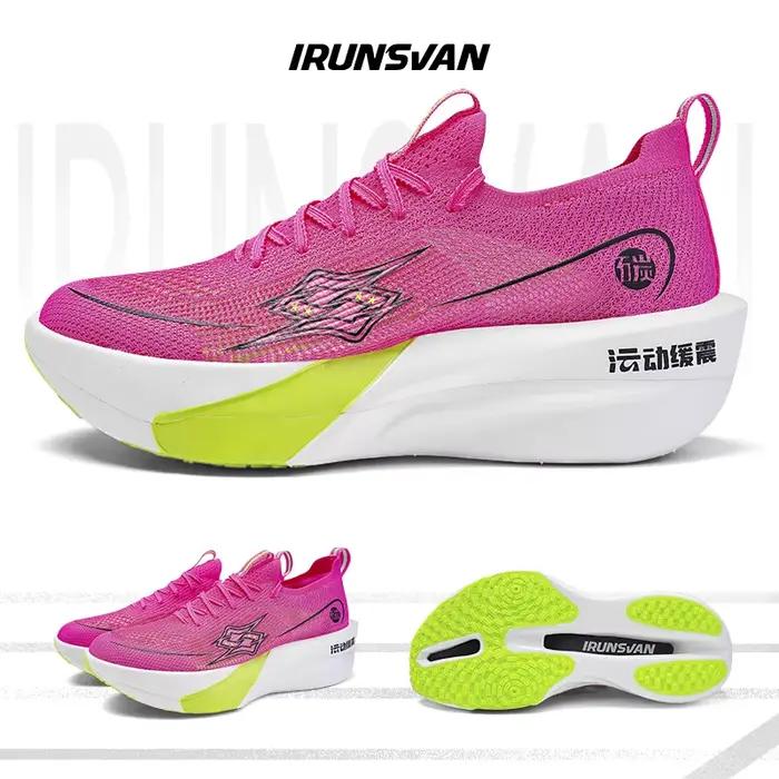 IRUNSVAN Marathon Chaussures de course en fibre de carbone pour homme, légères et respirantes, équip